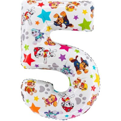 zahlenballon 5 paw patrol partydekoration kindergeburtstag ballonwerk