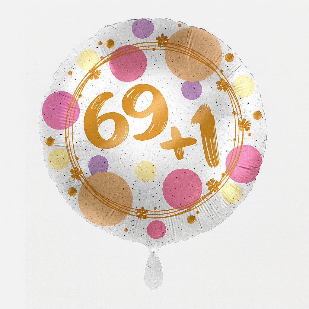 zahlenballon 69 plus 1 43cm ballonwerk