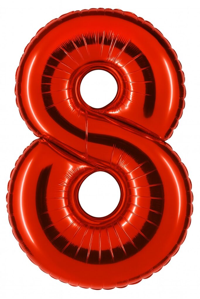 zahlenballon 8 xl 66cm rot glaenzend ballonwerk