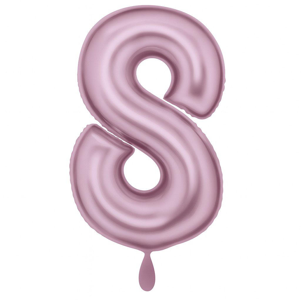 zahlenballon 86cm rosa matt zahl 8 xl ballonwerk