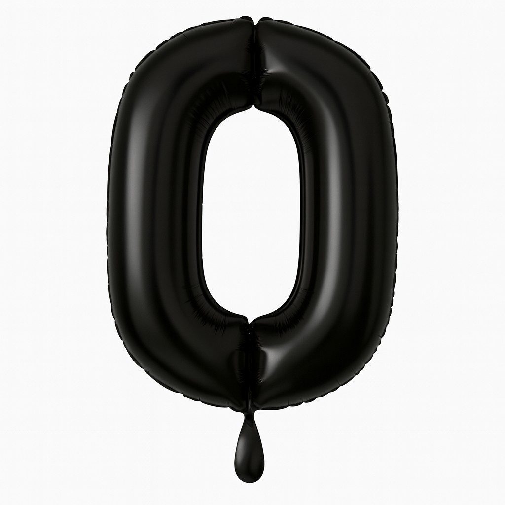 zahlenballon 86cm schwarz matt zahl 0 xl ballonwerk