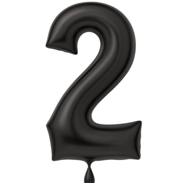 zahlenballon 86cm schwarz matt zahl 2 xl ballonwerk