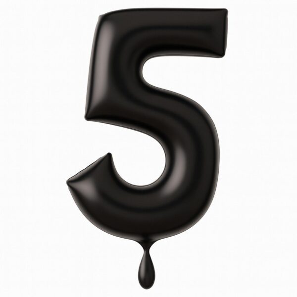 zahlenballon 86cm schwarz matt zahl 5 xl ballonwerk