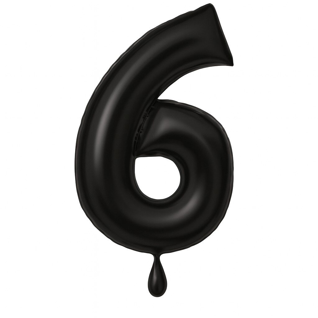 zahlenballon 86cm schwarz matt zahl 6 xl ballonwerk