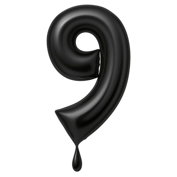 zahlenballon 86cm schwarz matt zahl 9 xl ballonwerk