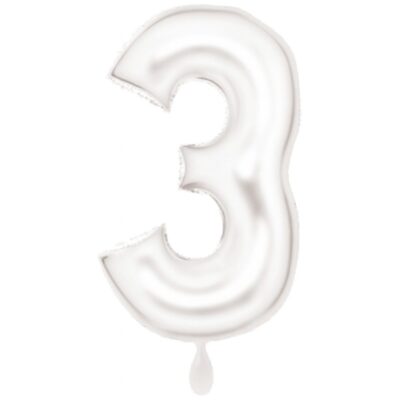 zahlenballon 86cm weiss matt zahl 3 xl ballonwerk