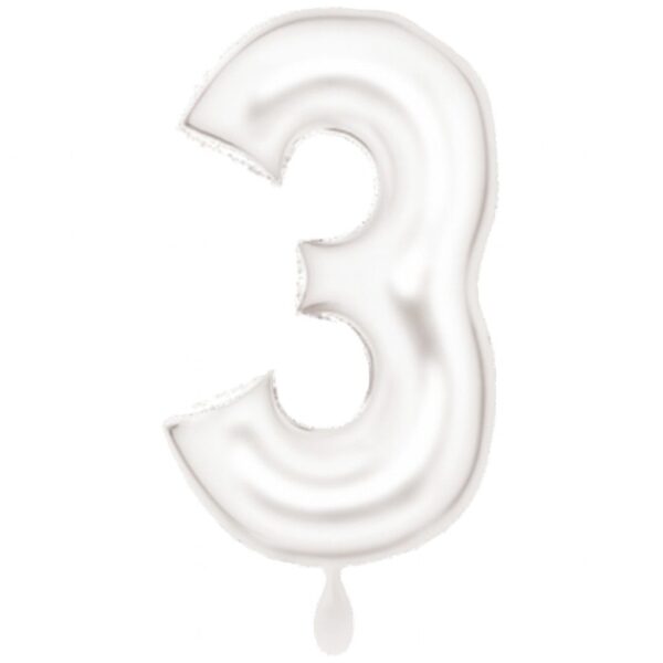 zahlenballon 86cm weiss matt zahl 3 xl ballonwerk