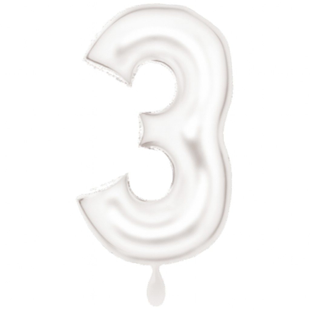zahlenballon 86cm weiss matt zahl 3 xl ballonwerk