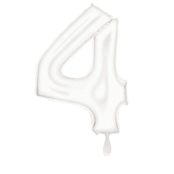 zahlenballon 86cm weiss matt zahl 4 xl ballonwerk