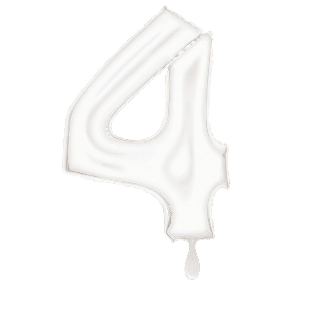 zahlenballon 86cm weiss matt zahl 4 xl ballonwerk