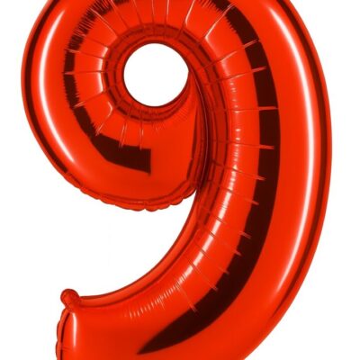 zahlenballon 9 xl 66cm rot glaenzend ballonwerk