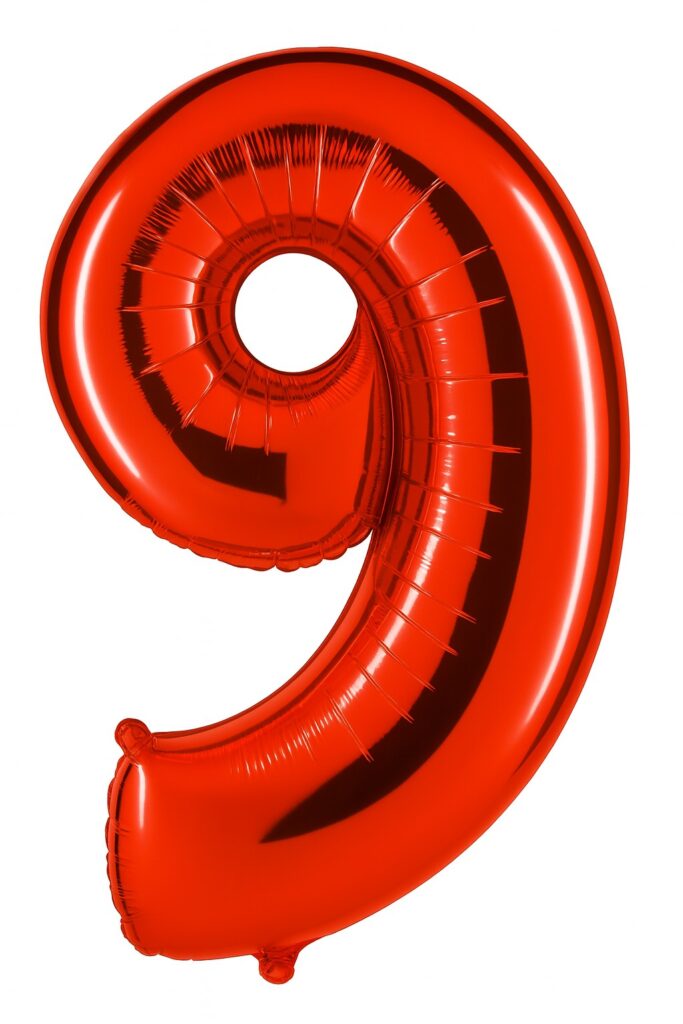 zahlenballon 9 xl 66cm rot glaenzend ballonwerk