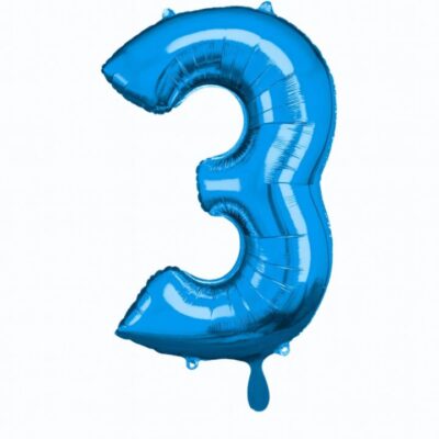 zahlenballon xl 66cm dunkelblau glaenzend zahl 3 ballonwerk
