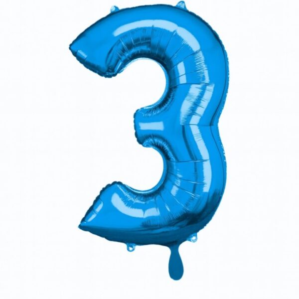 zahlenballon xl 66cm dunkelblau glaenzend zahl 3 ballonwerk