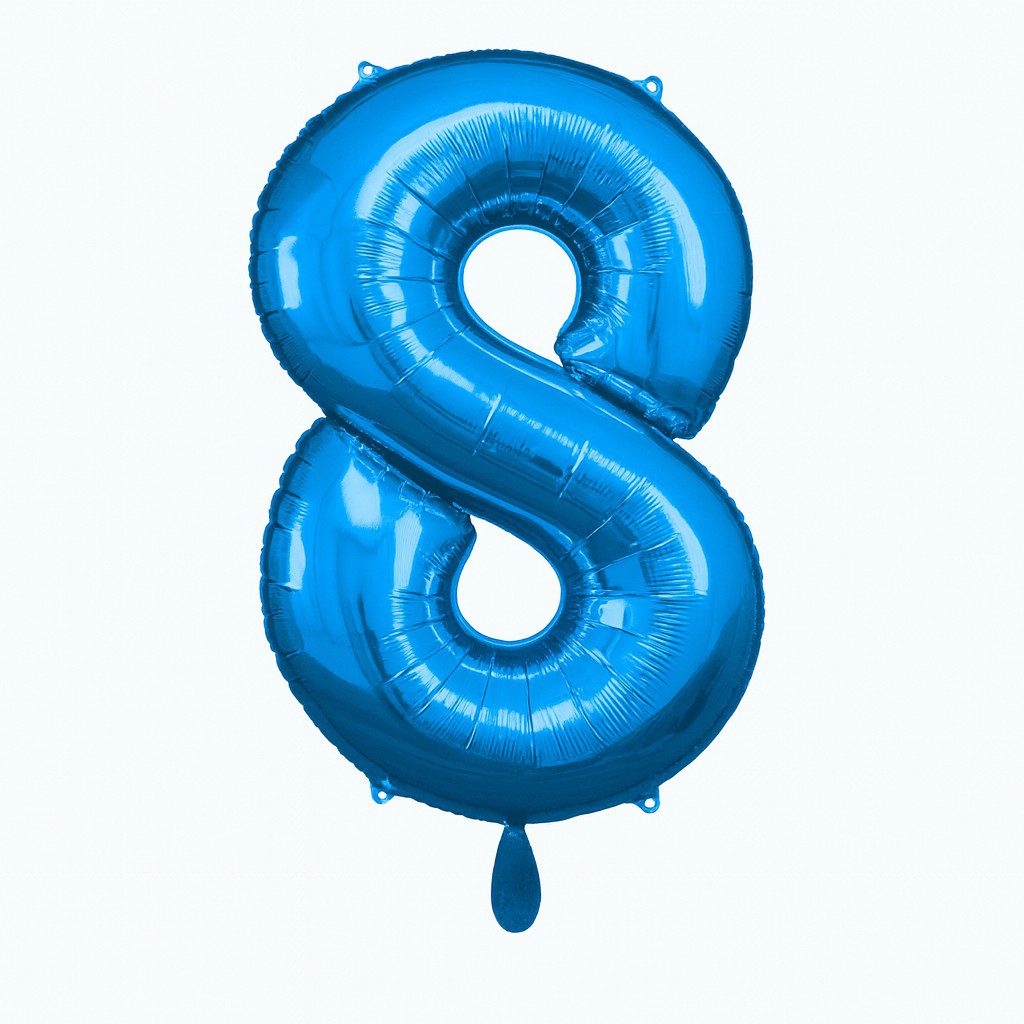 zahlenballon xl 66cm dunkelblau glaenzend zahl 8 ballonwerk