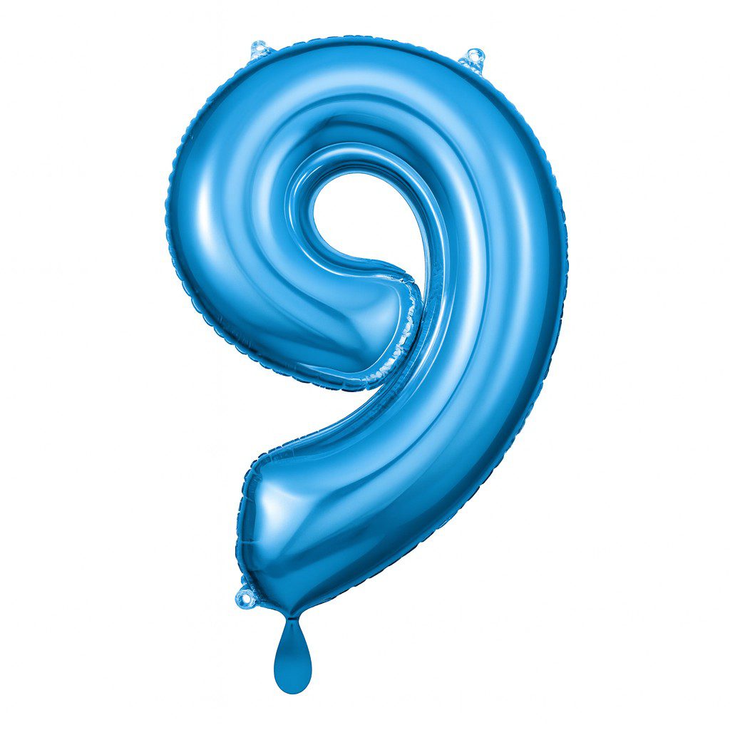 zahlenballon xl 66cm dunkelblau glaenzend zahl 9 ballonwerk