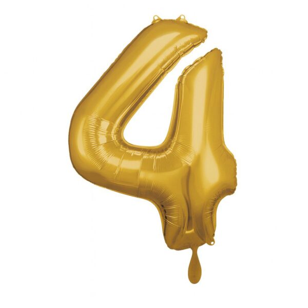 zahlenballon xl 66cm gold 4 partydeko geburtstag ballonwerk
