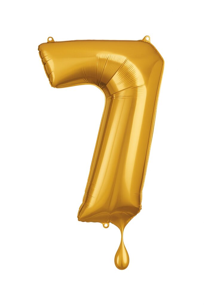 zahlenballon xl 66cm gold 7 partydeko geburtstag ballonwerk