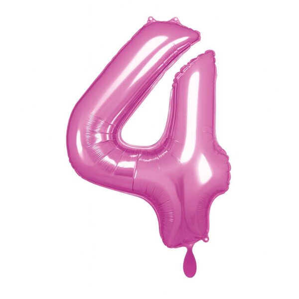 zahlenballon xl 66cm pink glaenzend zahl 4 ballonwerk