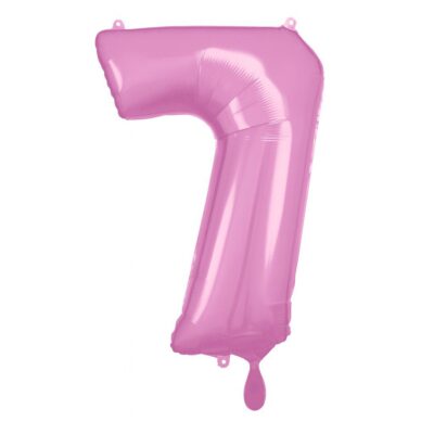 zahlenballon xl 66cm pink glaenzend zahl 7 ballonwerk