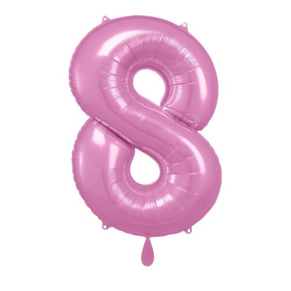 zahlenballon xl 66cm pink glaenzend zahl 8 ballonwerk