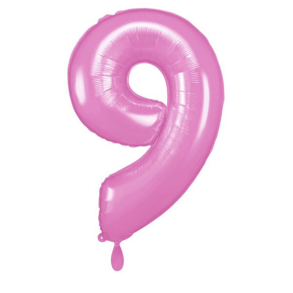 zahlenballon xl 66cm pink glaenzend zahl 9 ballonwerk