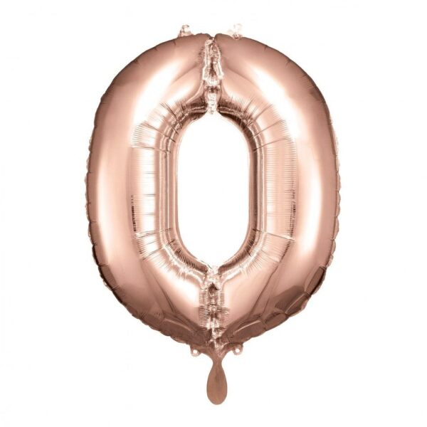 zahlenballon xl 66cm rosegold glaenzend zahl 0 ballonwerk