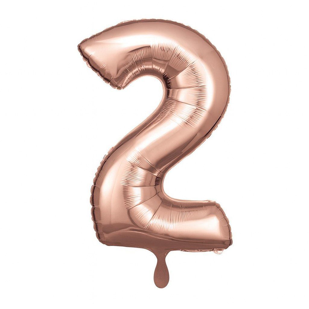 zahlenballon xl 66cm rosegold glaenzend zahl 2 ballonwerk