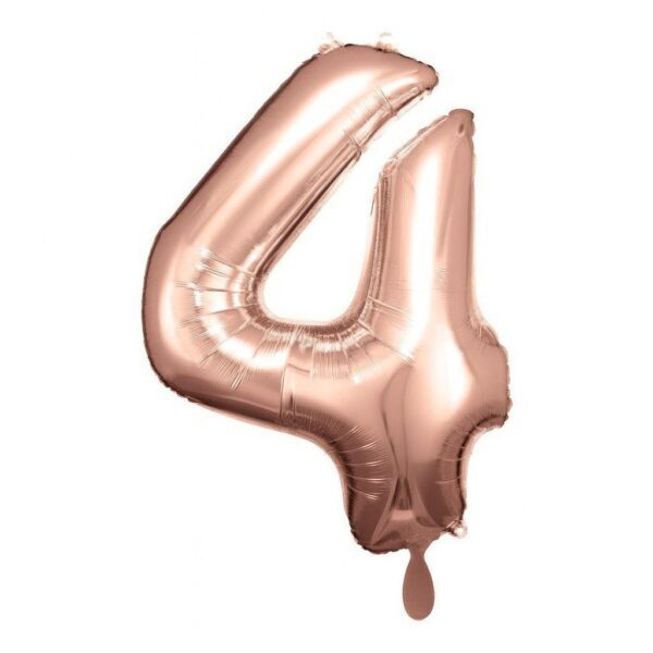 zahlenballon xl 66cm rosegold glaenzend zahl 4 ballonwerk