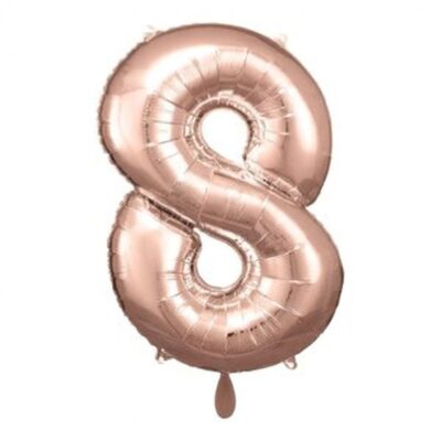 zahlenballon xl 66cm rosegold glaenzend zahl 8 ballonwerk