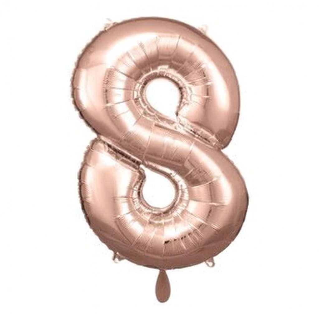 zahlenballon xl 66cm rosegold glaenzend zahl 8 ballonwerk