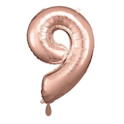 zahlenballon xl 66cm rosegold glaenzend zahl 9 ballonwerk