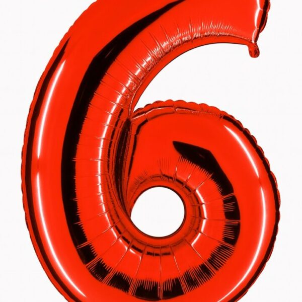 zahlenballon xl 66cm rot glaenzend zahl 6 ballonwerk