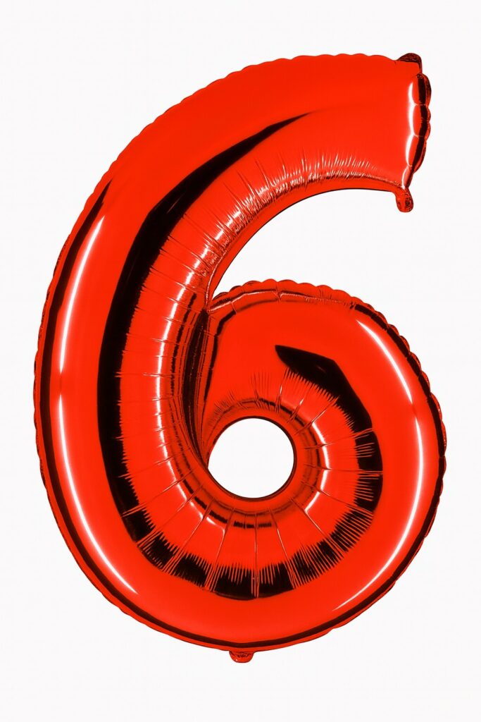 zahlenballon xl 66cm rot glaenzend zahl 6 ballonwerk