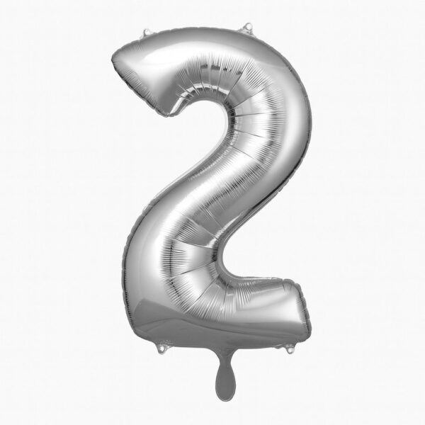 zahlenballon xl 66cm silber 2 partydeko geburtstag ballonwerk