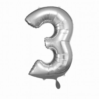 zahlenballon xl 66cm silber 3 partydeko geburtstag ballonwerk