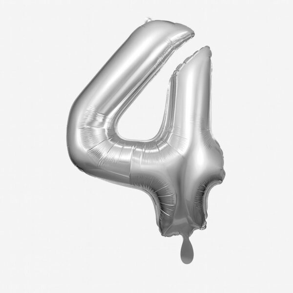 zahlenballon xl 66cm silber 4 partydeko geburtstag ballonwerk
