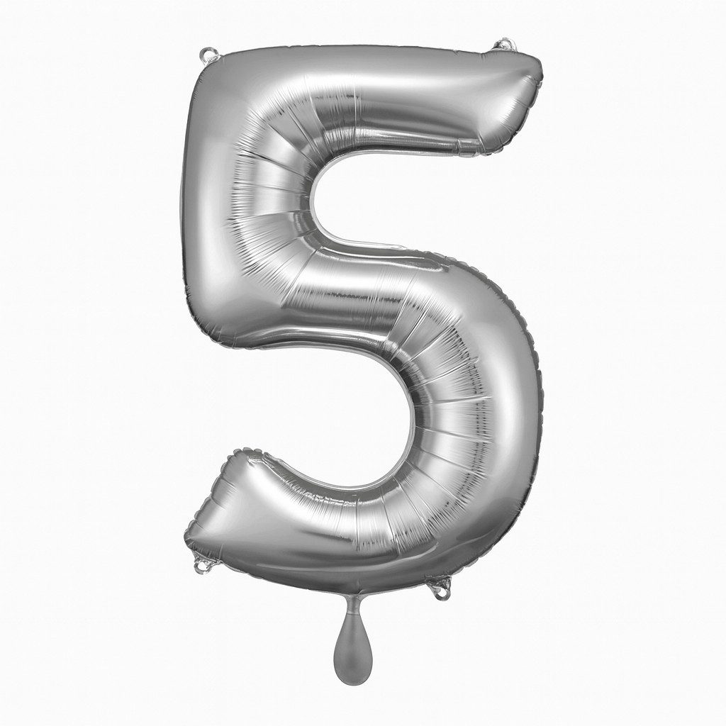 zahlenballon xl 66cm silber 5 partydeko geburtstag ballonwerk