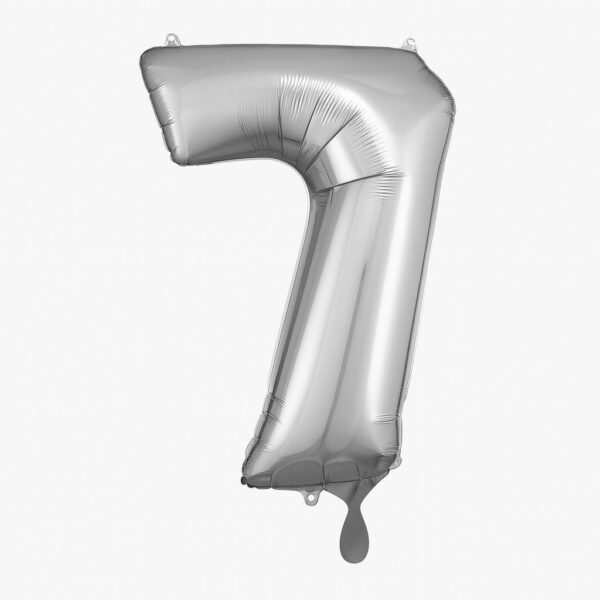 zahlenballon xl 66cm silber 7 partydeko geburtstag ballonwerk