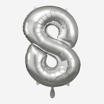 zahlenballon xl 66cm silber 8 partydeko geburtstag ballonwerk