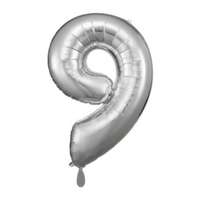 zahlenballon xl 66cm silber 9 partydeko geburtstag ballonwerk