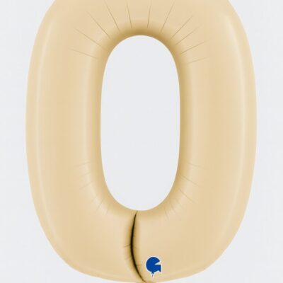zahlenballon xl 66cm zahl 0 creme satin partydeko ballonwerk
