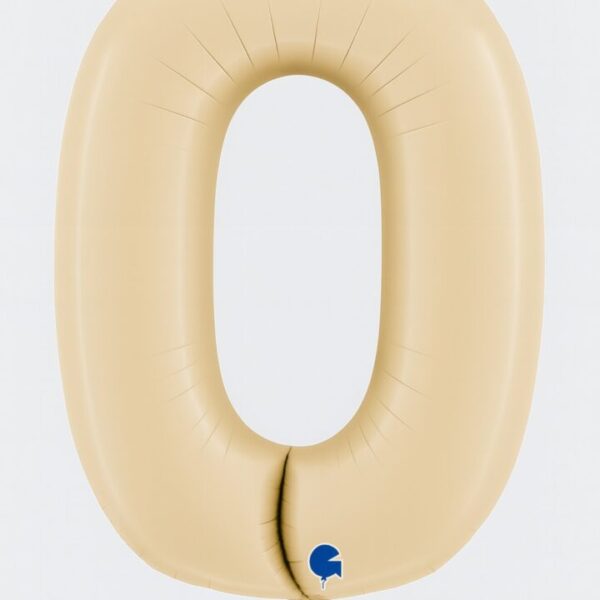 zahlenballon xl 66cm zahl 0 creme satin partydeko ballonwerk