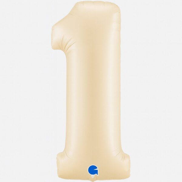 zahlenballon xl 66cm zahl 1 creme satin partydeko ballonwerk