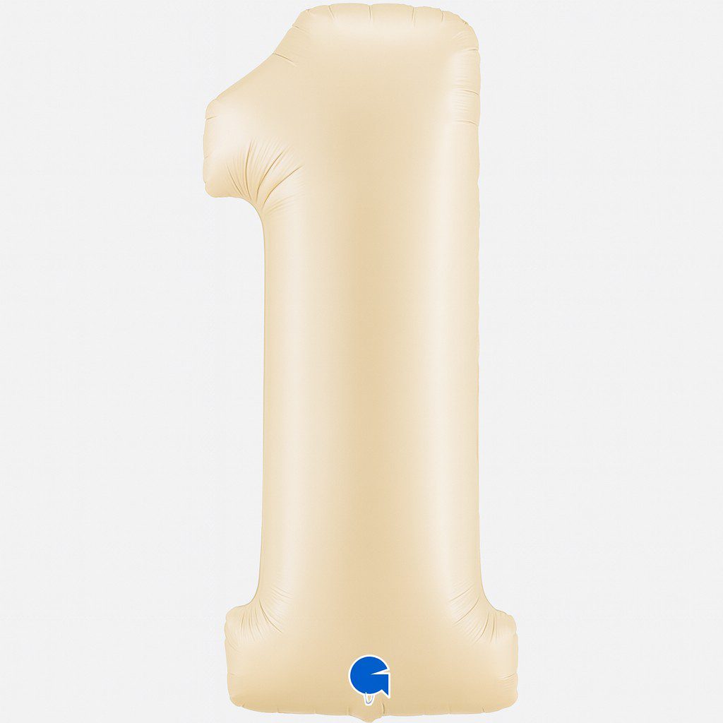 zahlenballon xl 66cm zahl 1 creme satin partydeko ballonwerk
