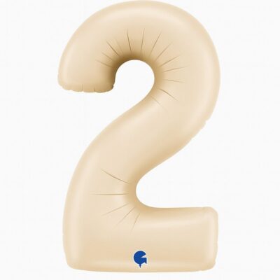 zahlenballon xl 66cm zahl 2 creme satin partydeko ballonwerk