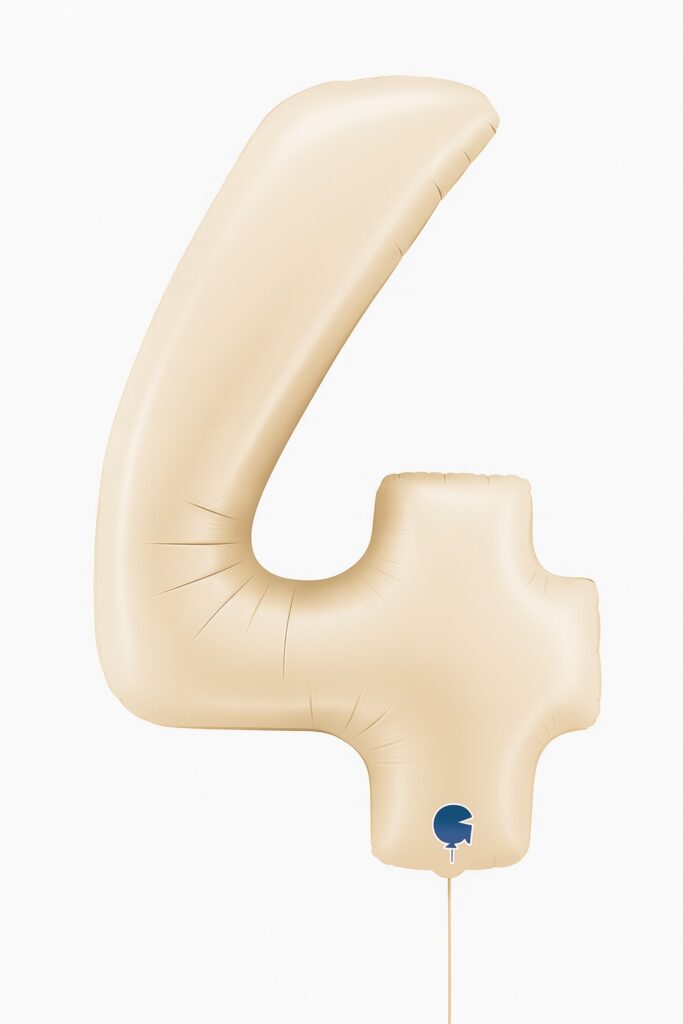 zahlenballon xl 66cm zahl 4 creme satin partydeko ballonwerk