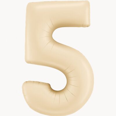 zahlenballon xl 66cm zahl 5 creme satin partydeko ballonwerk