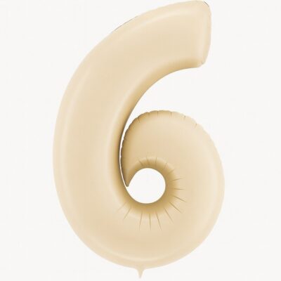 zahlenballon xl 66cm zahl 6 creme satin partydeko ballonwerk