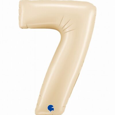 zahlenballon xl 66cm zahl 7 creme satin partydeko ballonwerk
